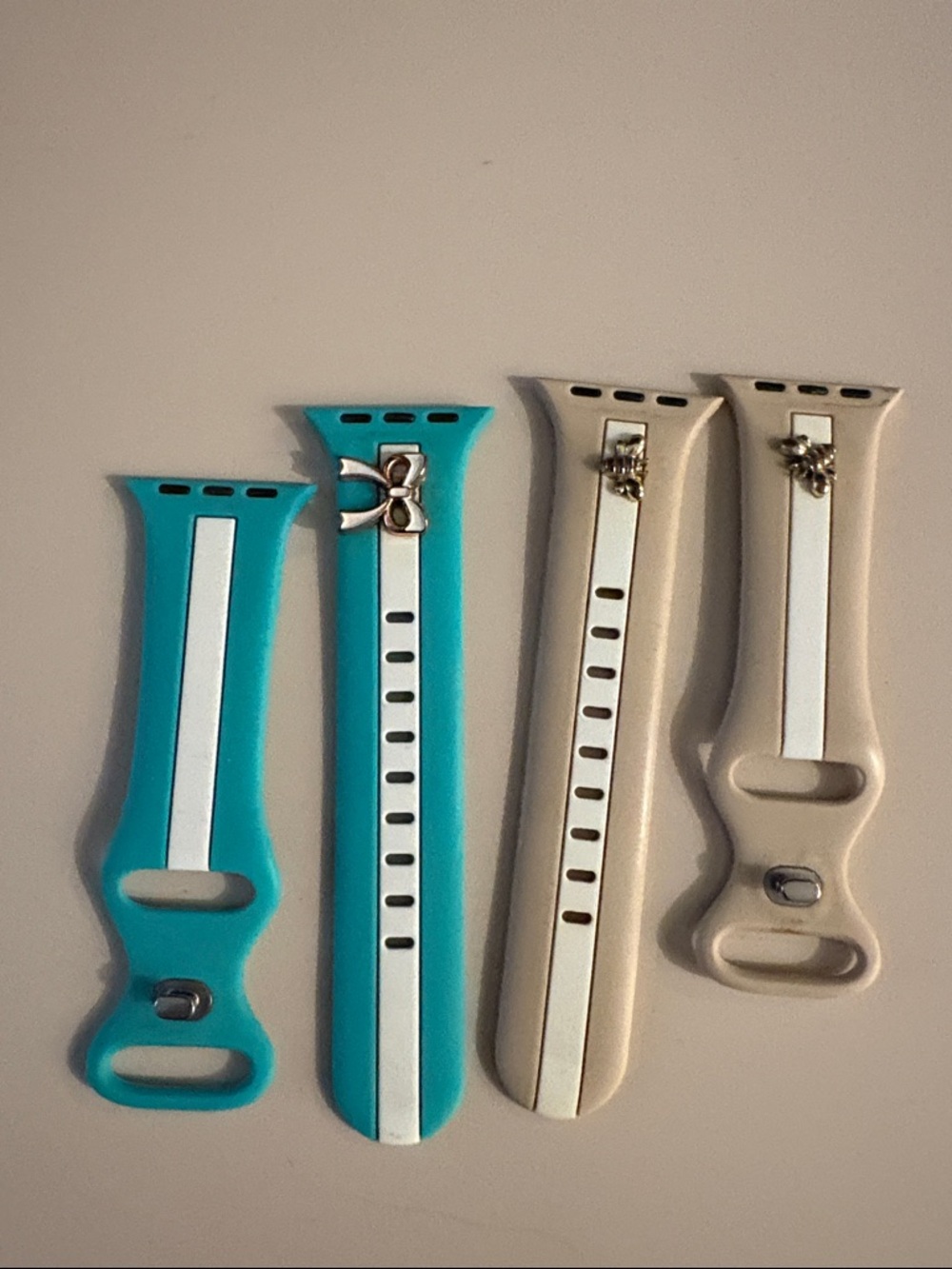 Silicone Watch Strap Set in Turquoise and Cream with Decorative Charms
